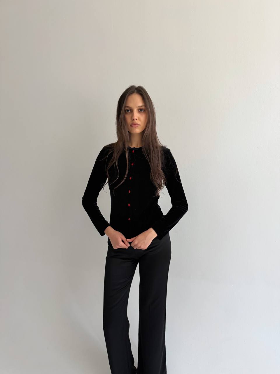 Vintage velvet cardigan with roses