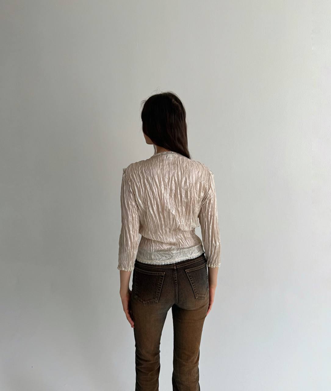 Vintage pleated knot blouse