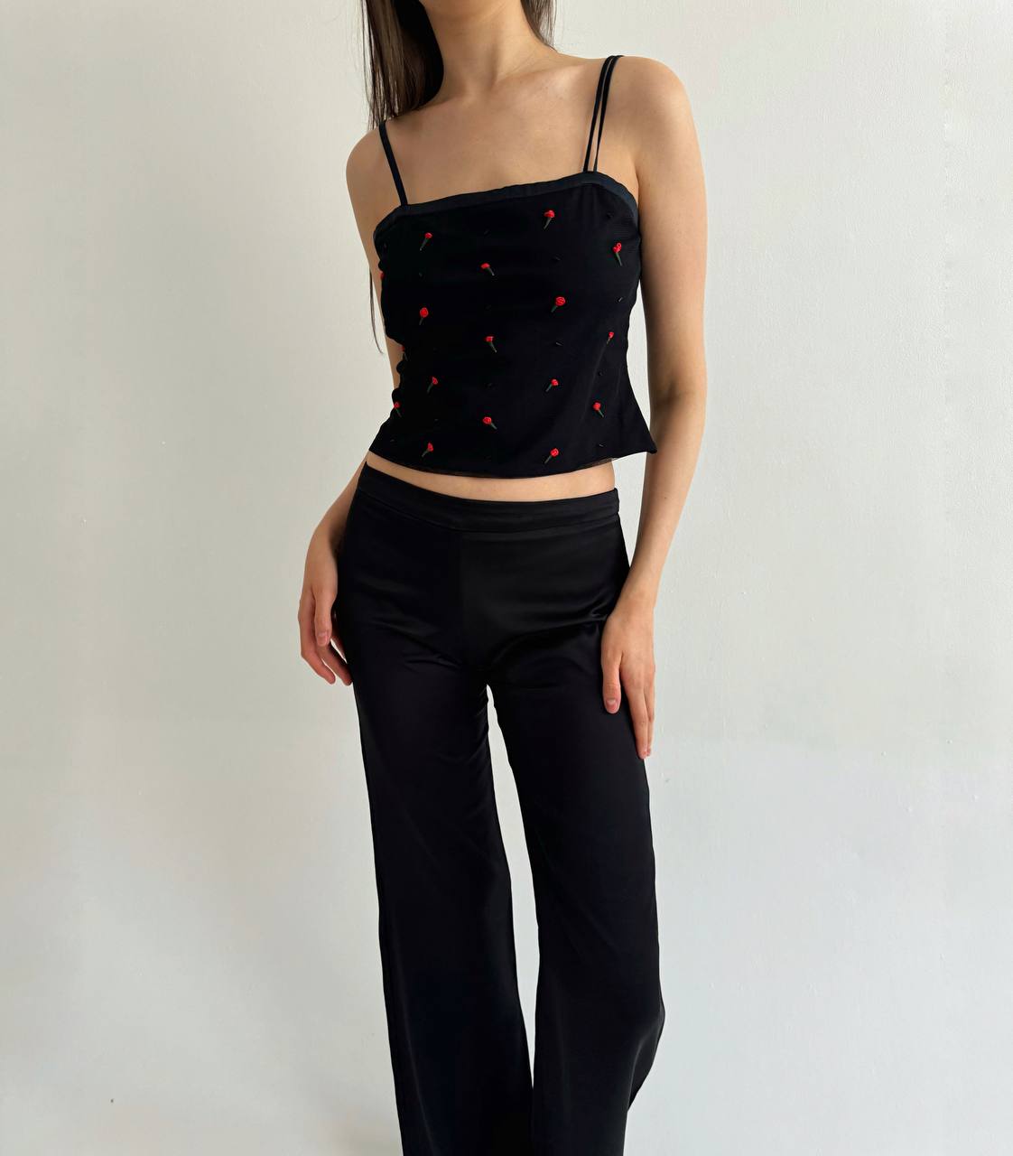 Vintage La Perla rose black top
