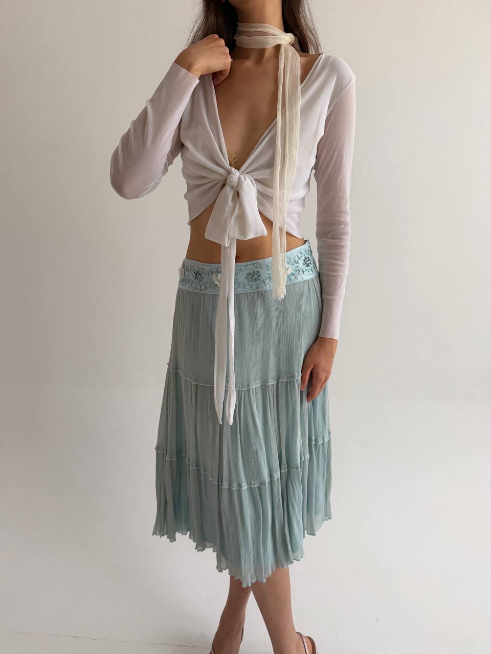 Vintage mesh white top