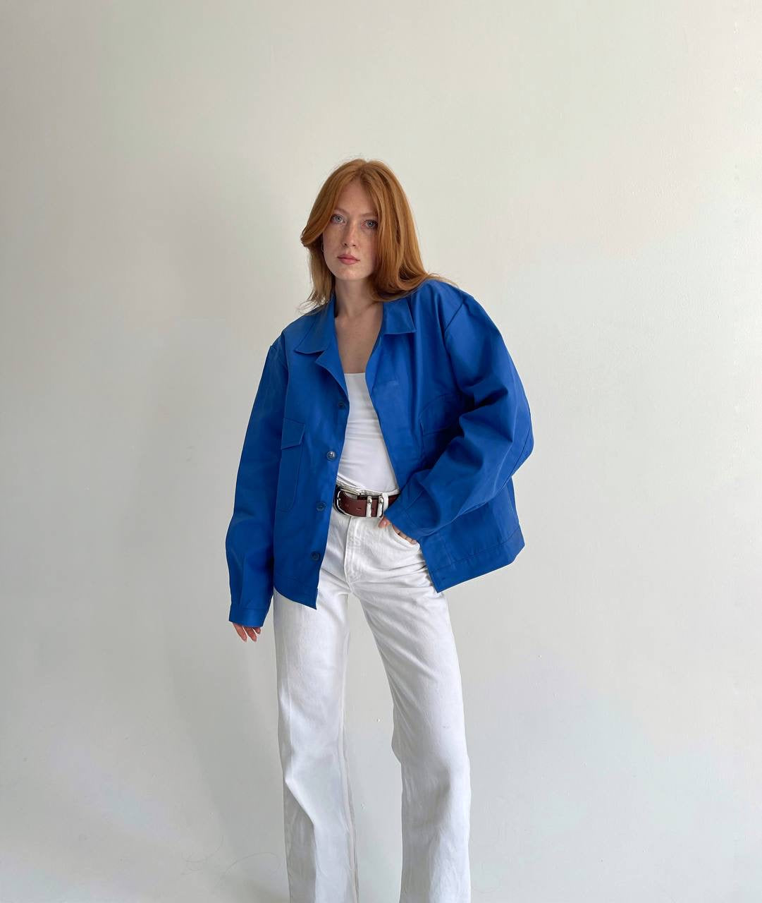 Vintage azure blue cotton jacket