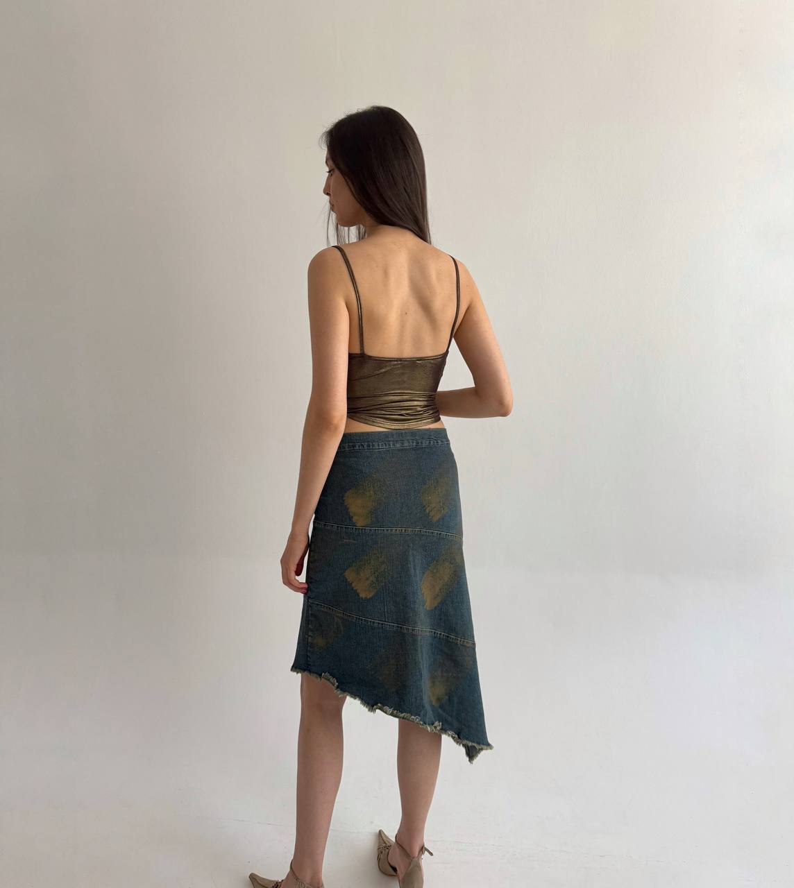 Vintage asymmetrical denim skirt