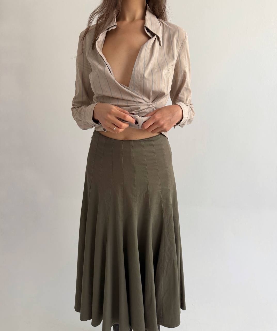 Vintage cotton khaki skirt