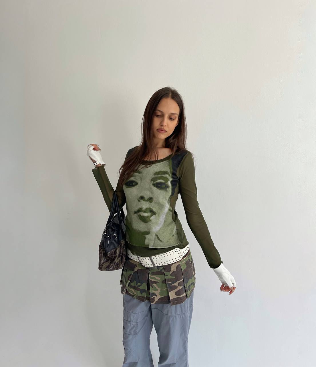 Vintage mesh cotton blend top