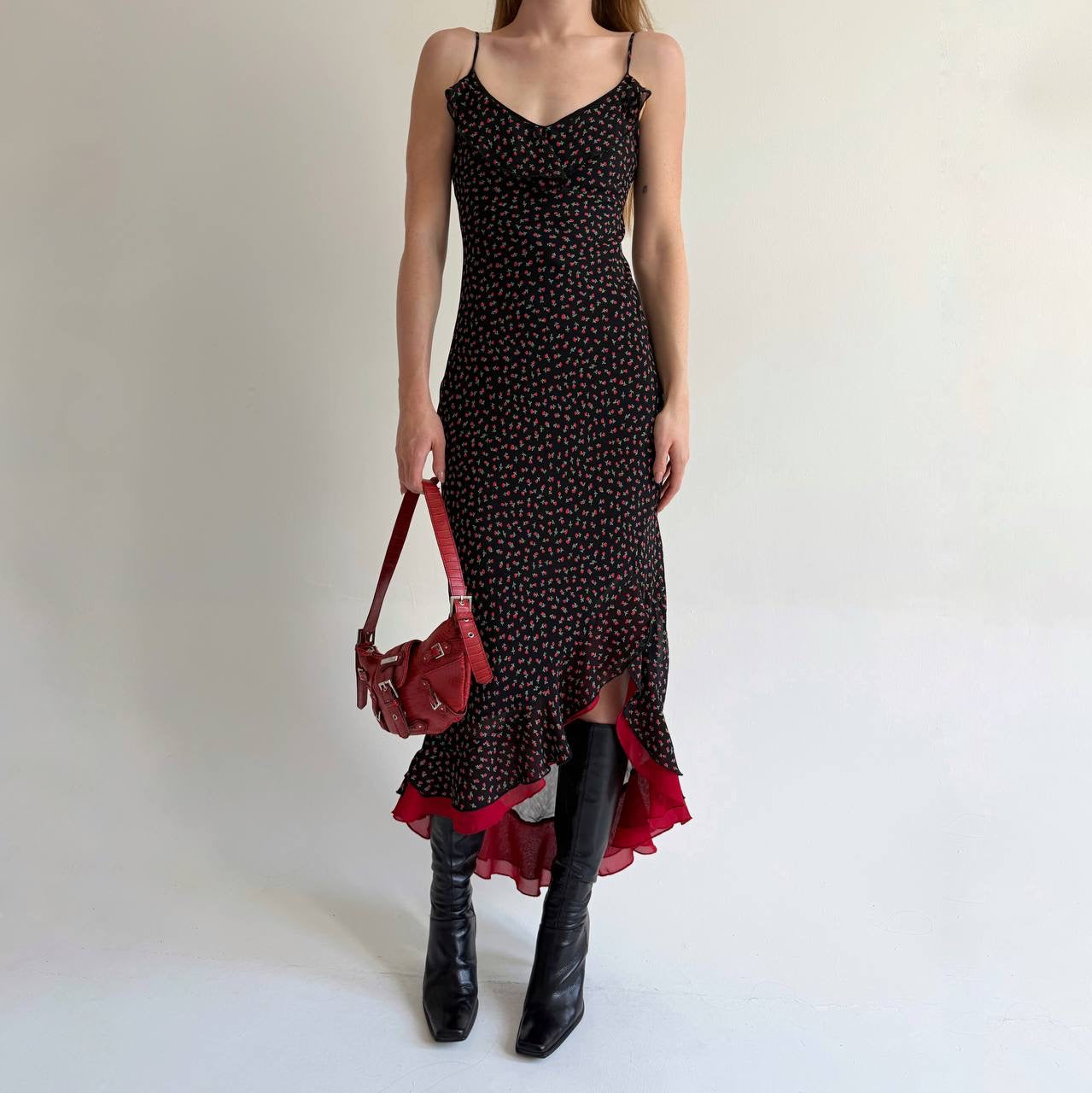 Vintage viscose long asymmetrical dress