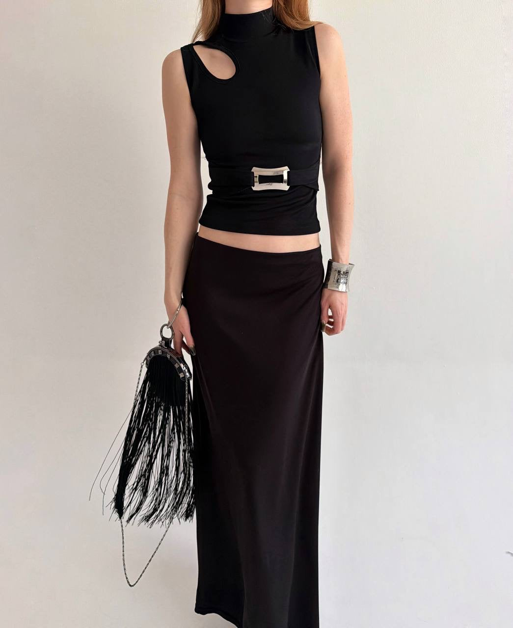 Vintage black fitted sleeveless top