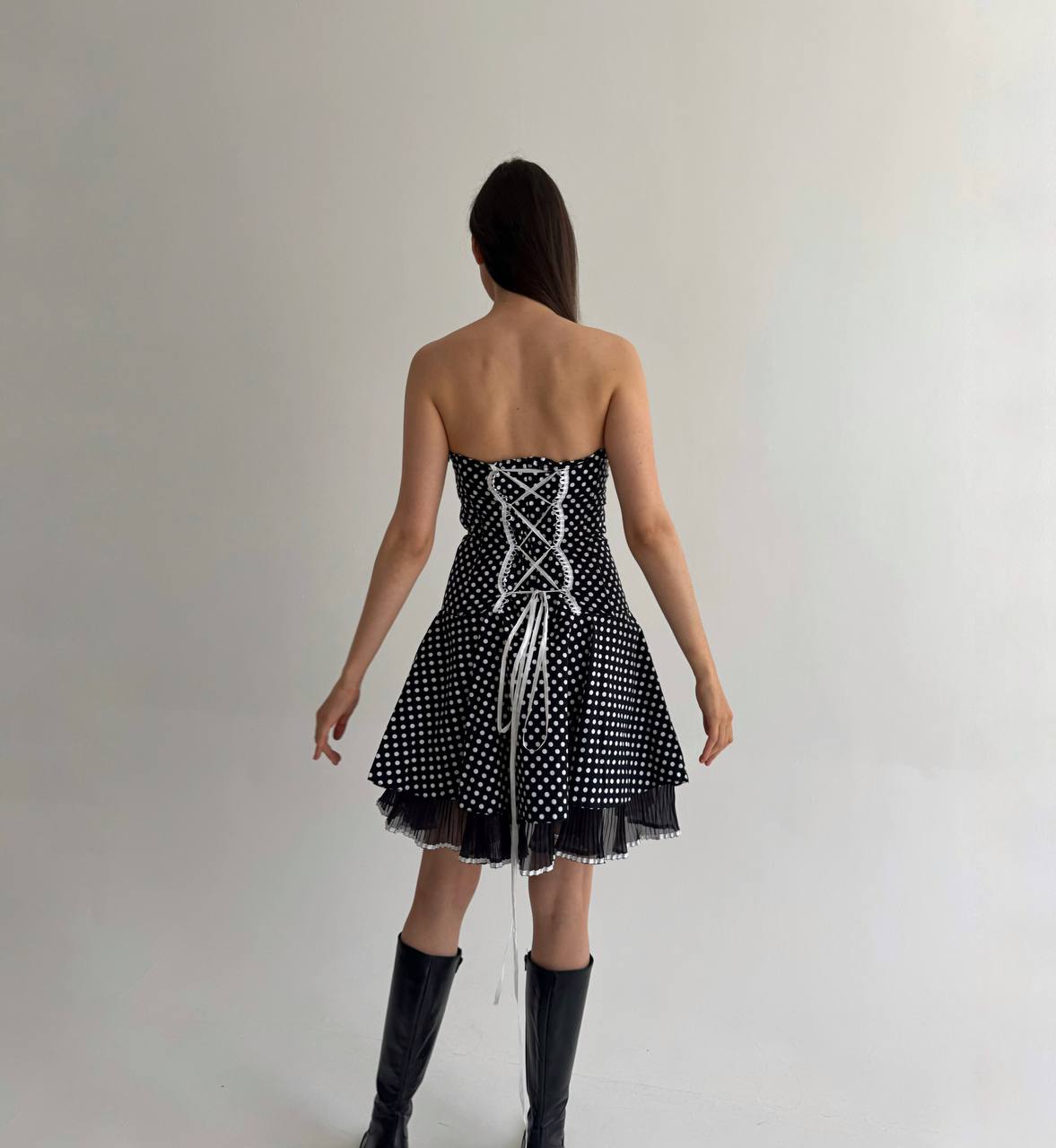 Vintage polka dot navy dress