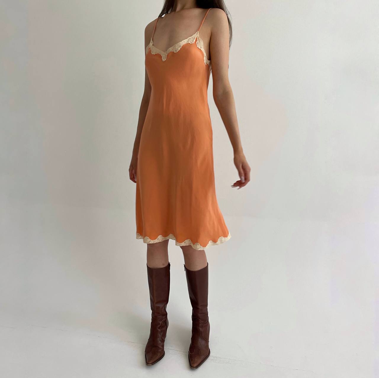 Vintage french pure silk slip dress