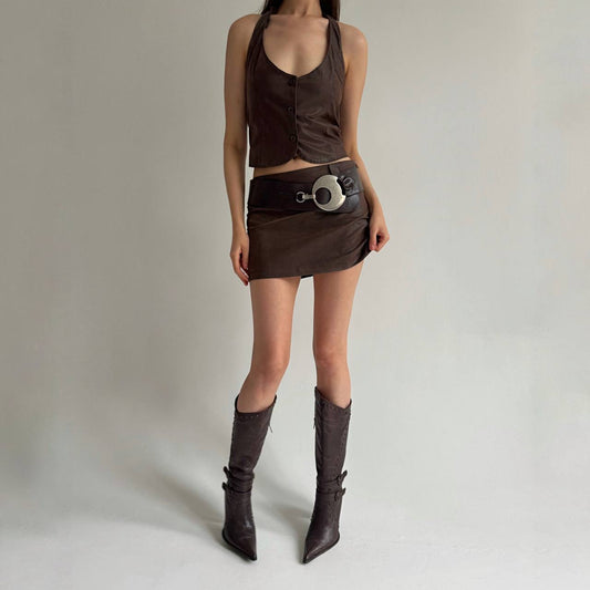 Vintage faux leather 2 piece suit