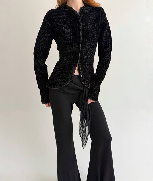 Vintage velvet black avant garde blouse