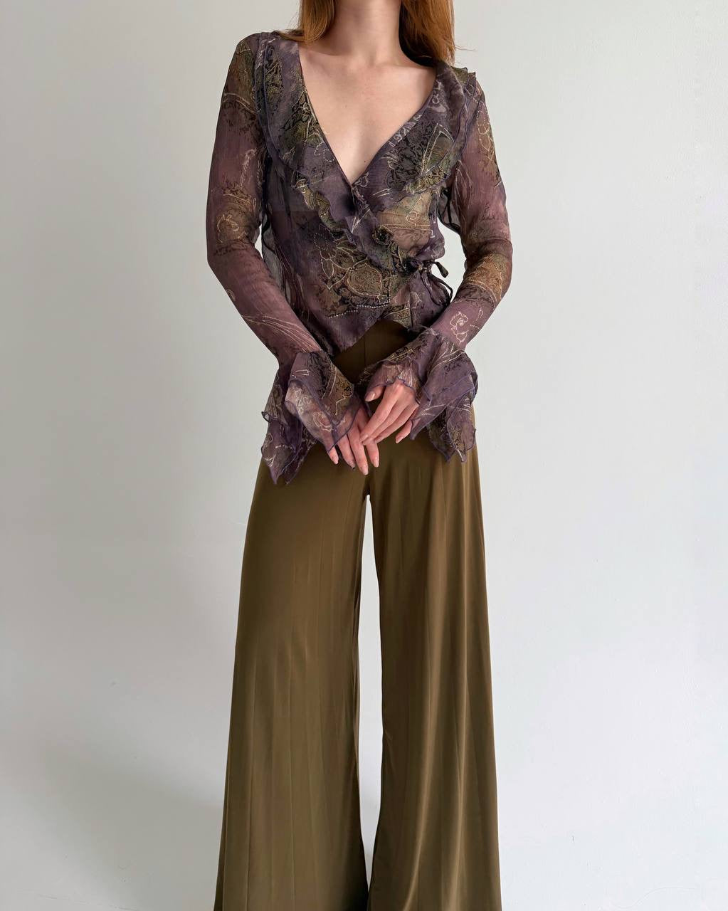 Vintage 100% pure silk blouse with ruffles