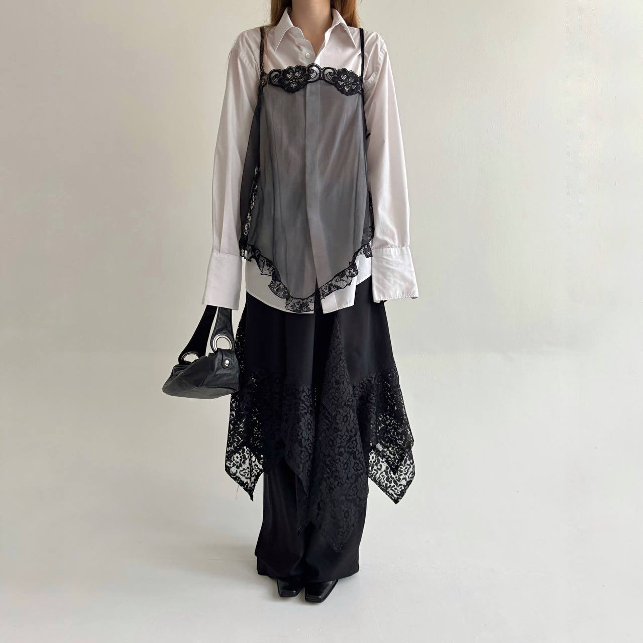 Vintage 80% viscose black asymmetrical gothic skirt