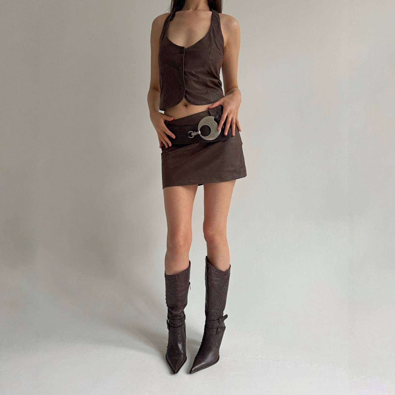 Vintage faux leather 2 piece suit