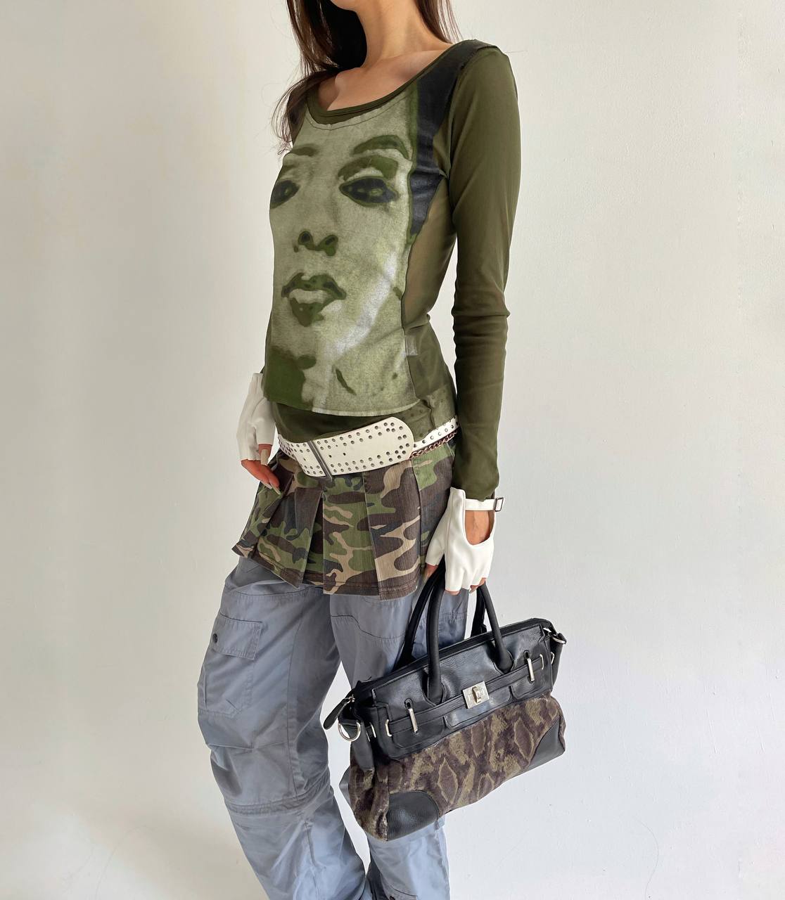 Vintage mesh cotton blend top