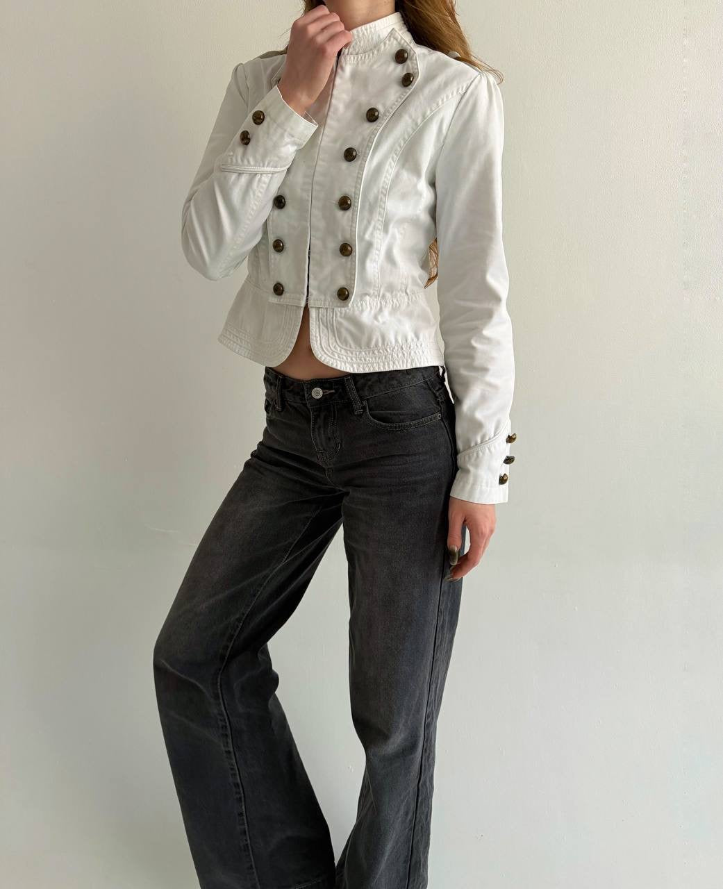 Y2K white cotton napoleon jacket