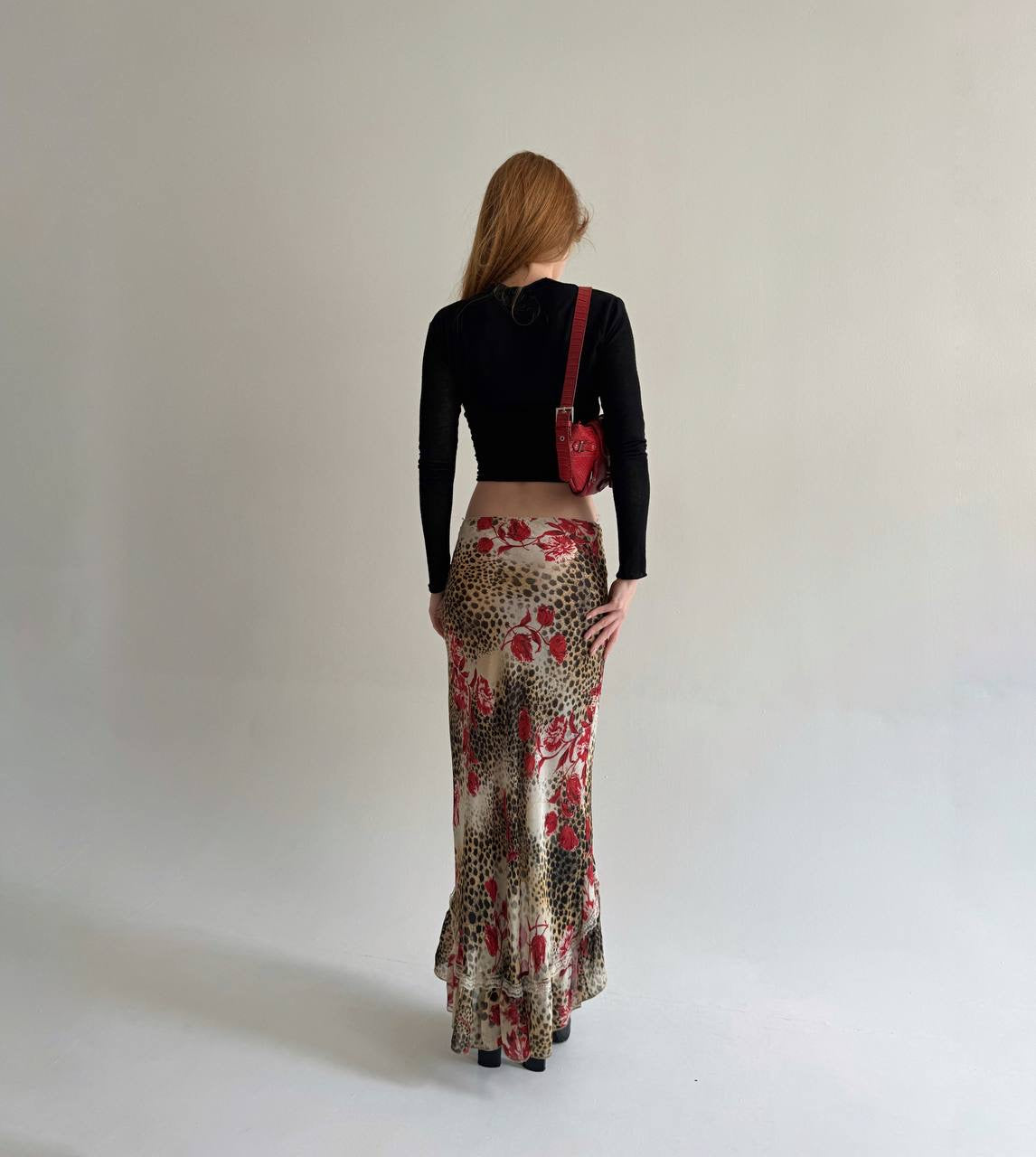 Vintage viscose leopard print asymmetrical skirt