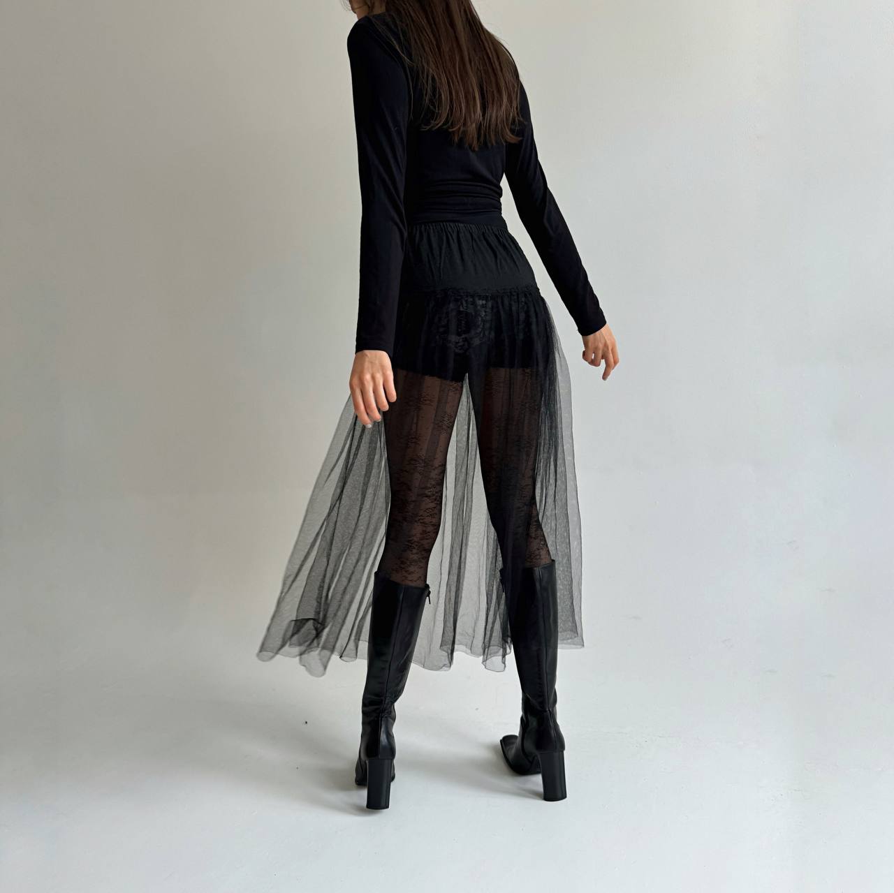 Vintage black mesh maxi skirt