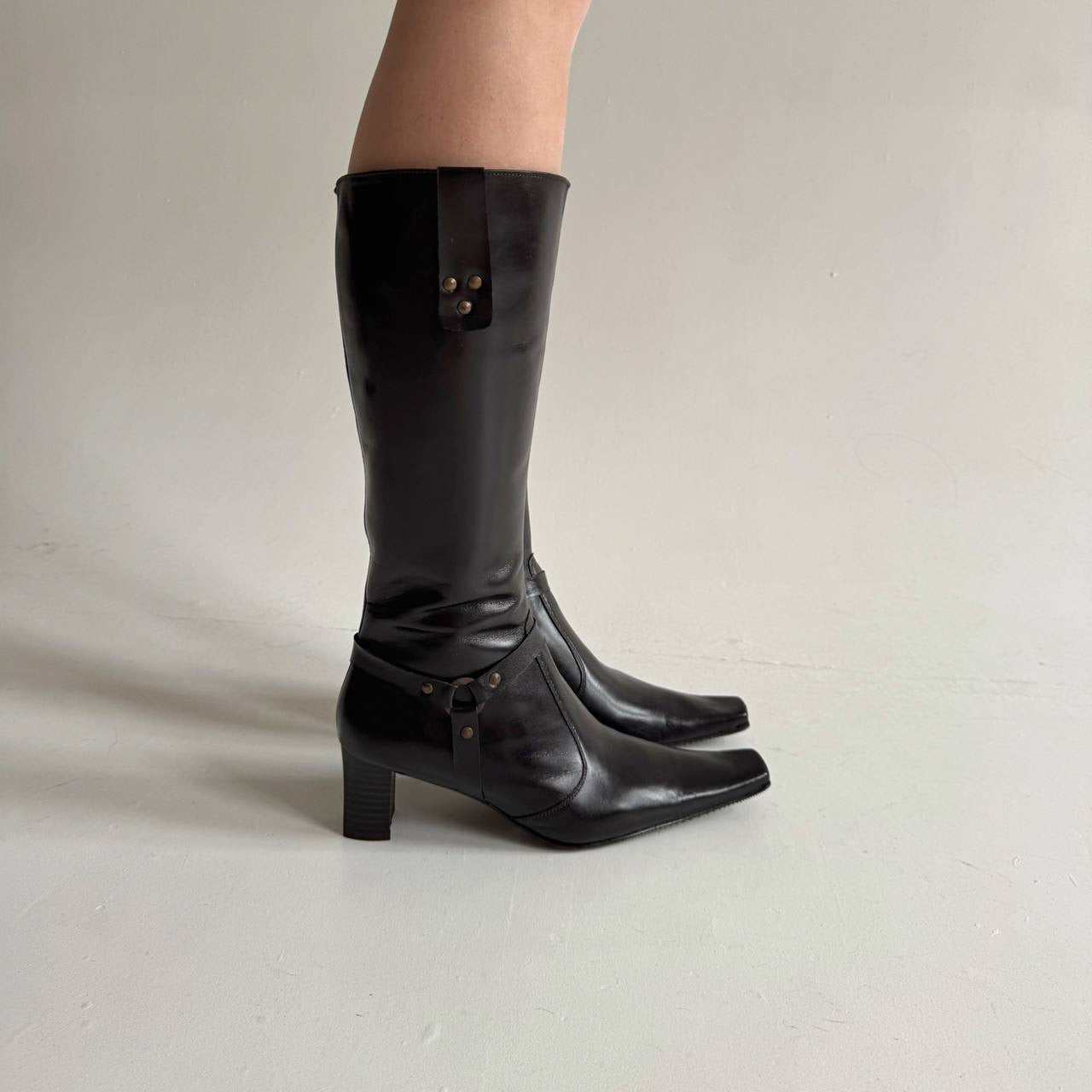 Vintage faux leather knee high boots