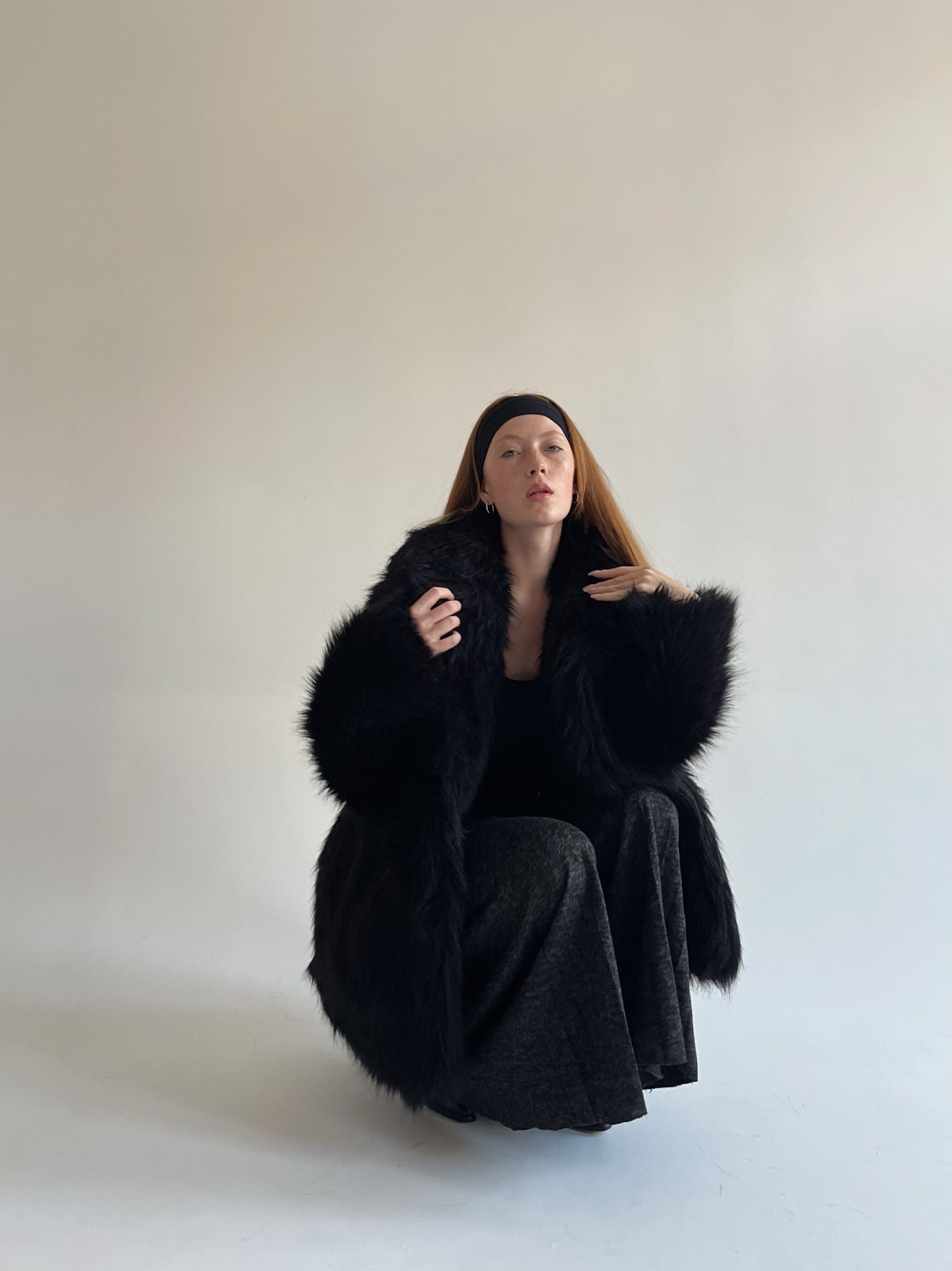 Vintage black oversized faux fur