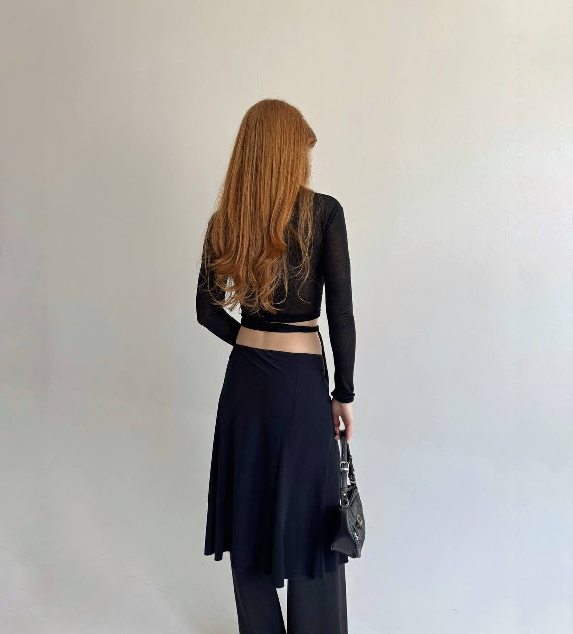 Y2K black midi skirt with zippers