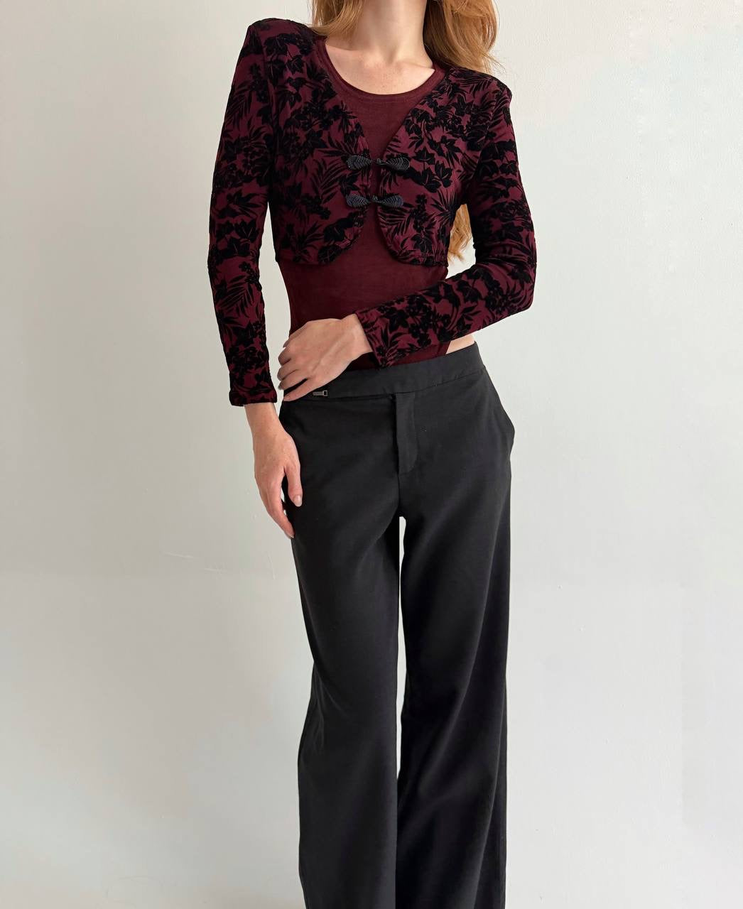 Vintage 100% acetate burgundy bodysuit