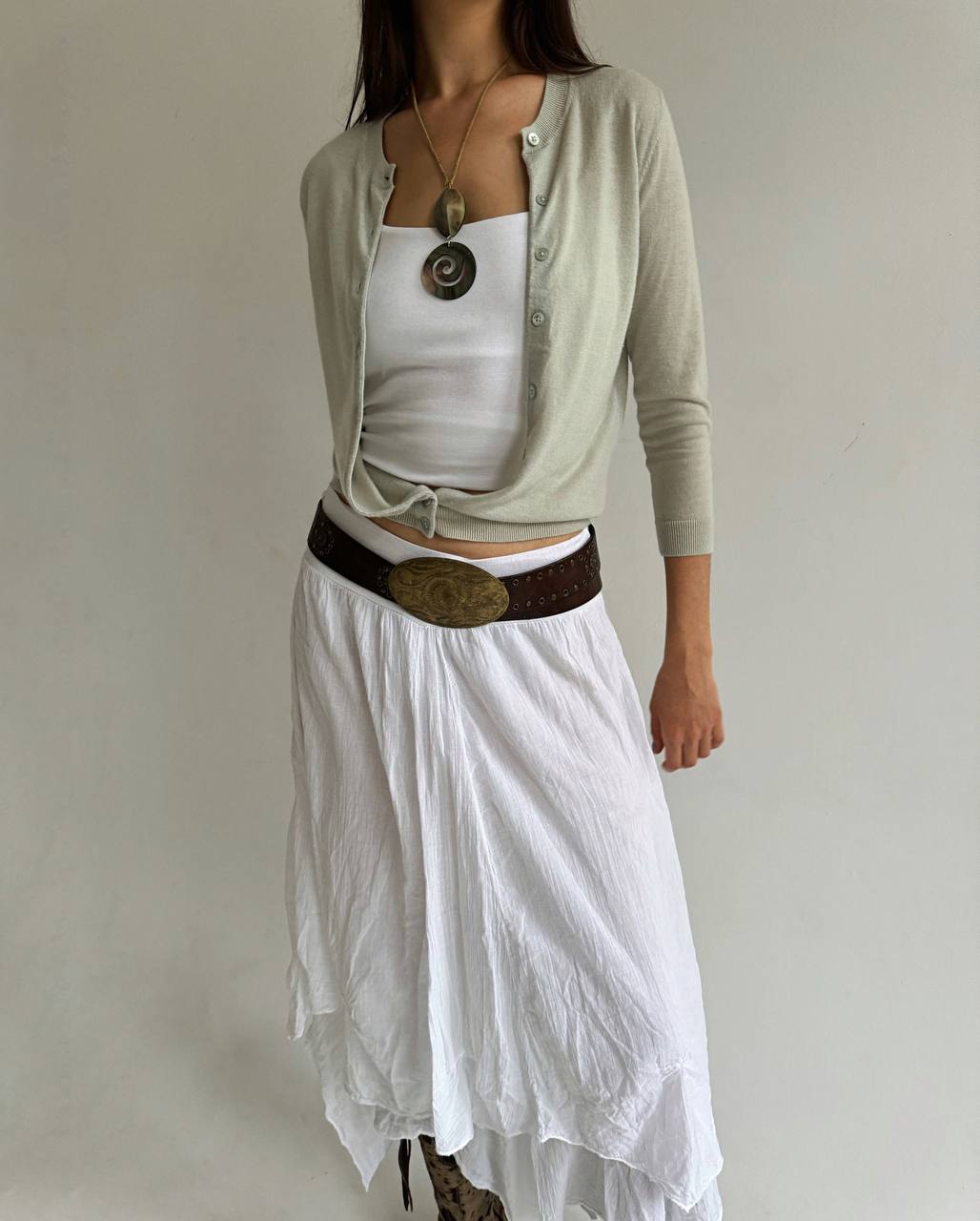 Y2K wool and cashmere sage cardigan