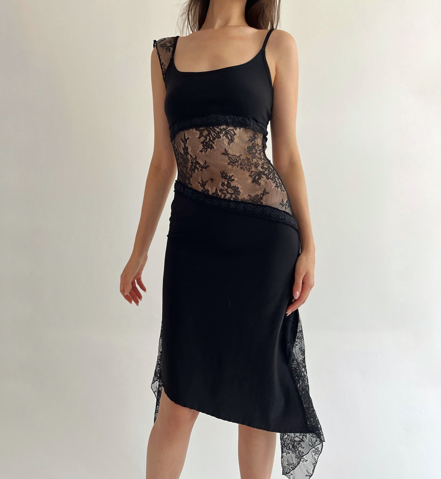 Vintage asymmetrical lace dress