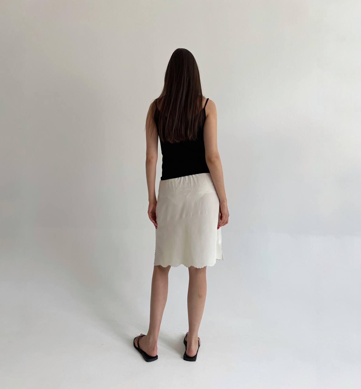 Vintage 100% pure silk bird embroidery slip skirt