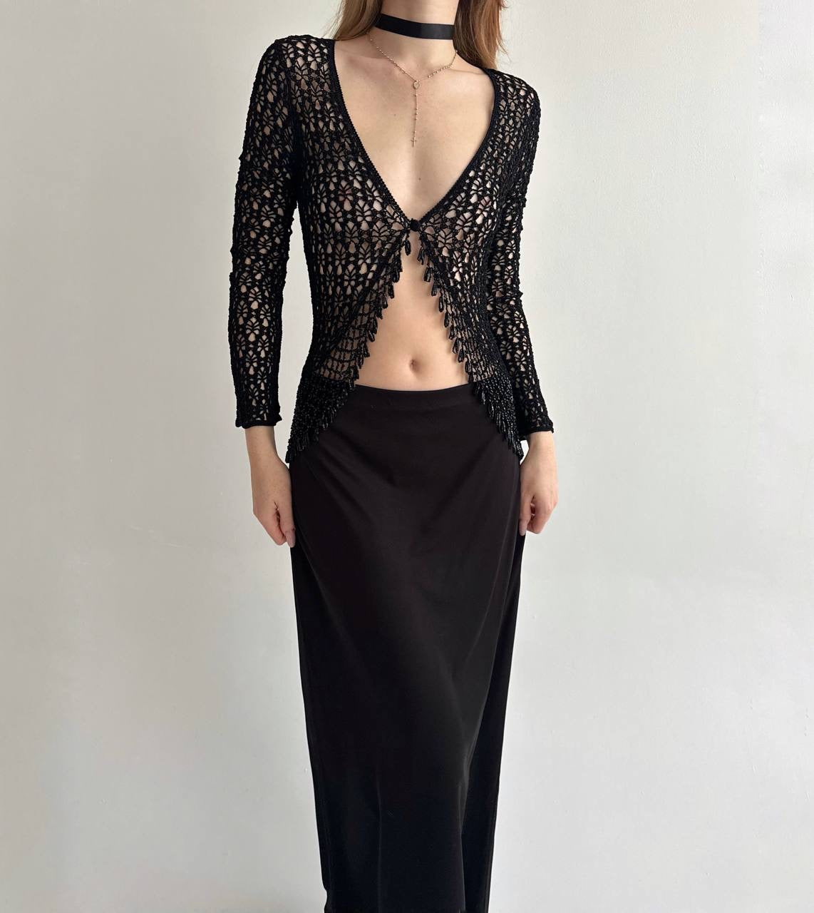 Vintage viscose crochet cardigan ю