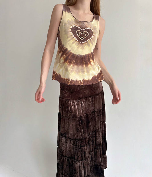 Vintage cotton tie dye brown top