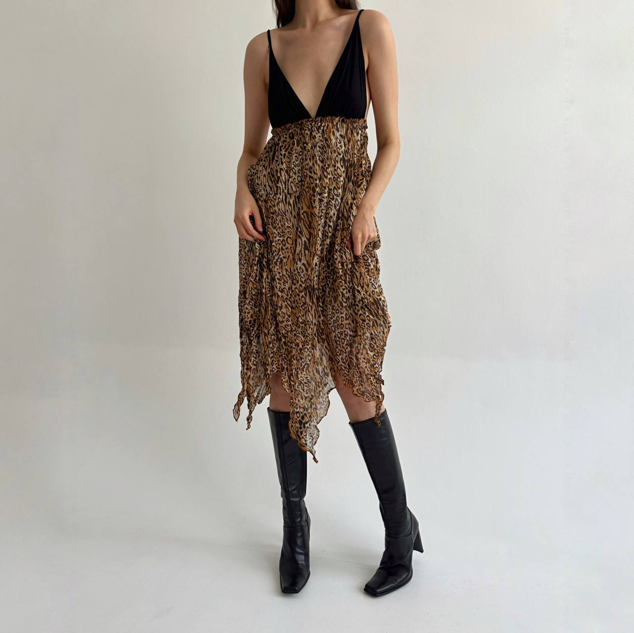 Vintage leopard print asymmetrical dress