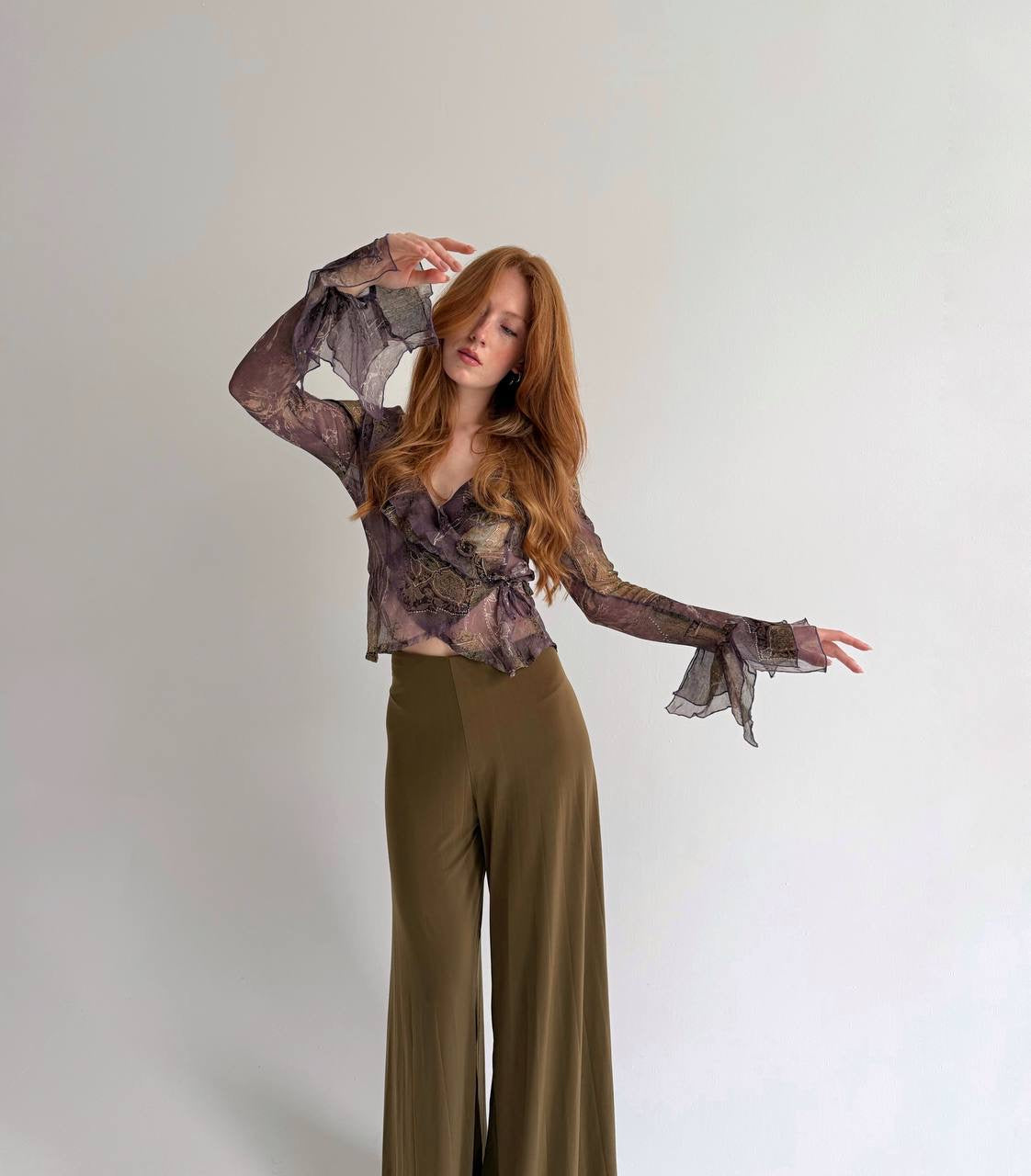 Vintage 100% pure silk blouse with ruffles