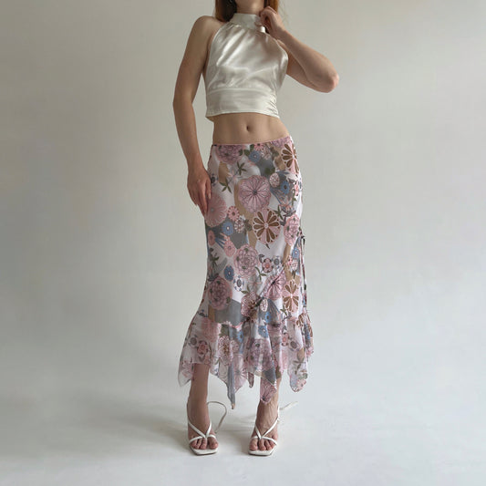 Vintage fairycore asymmetrical maxi skirt