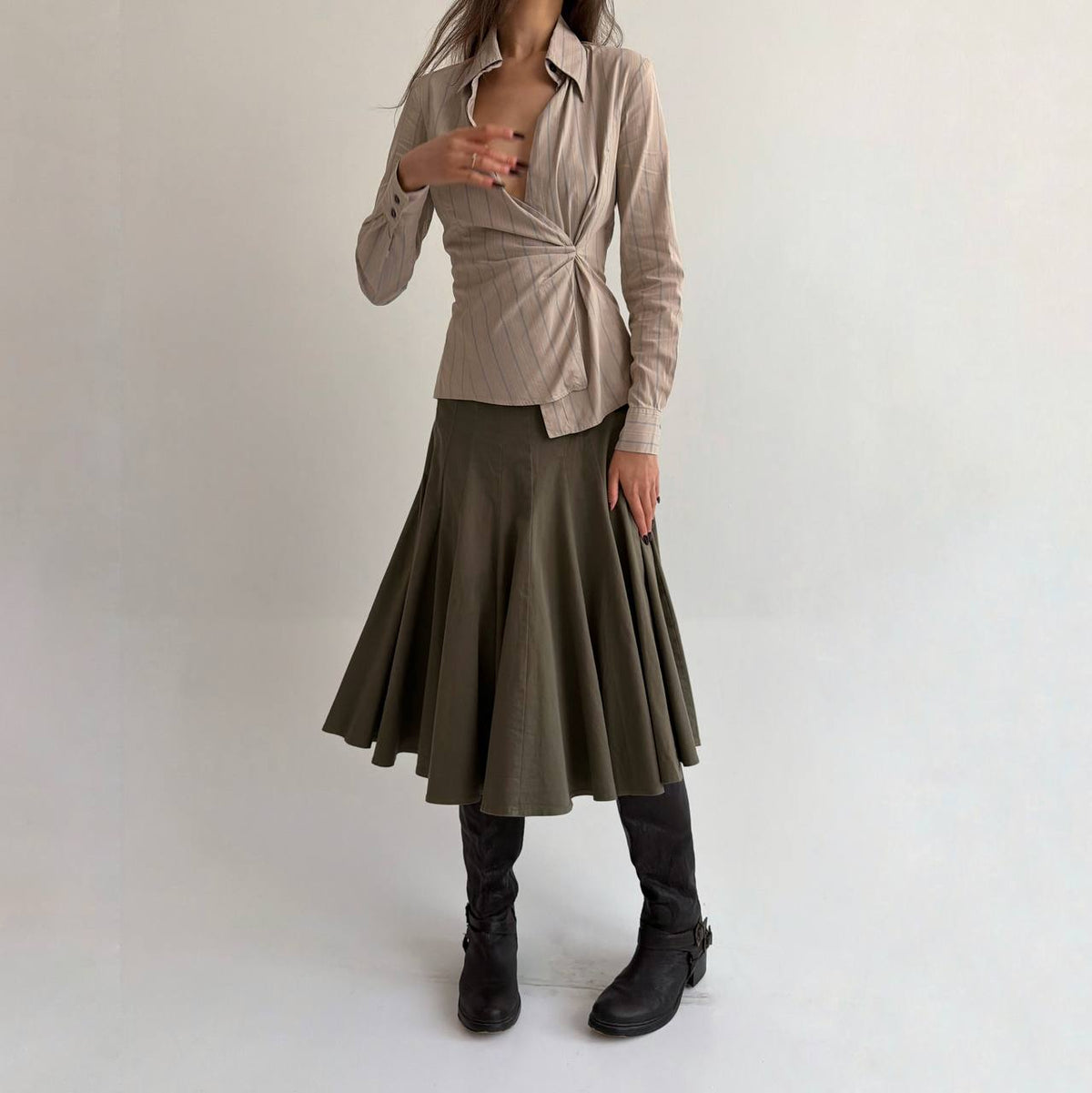 Vintage cotton khaki skirt