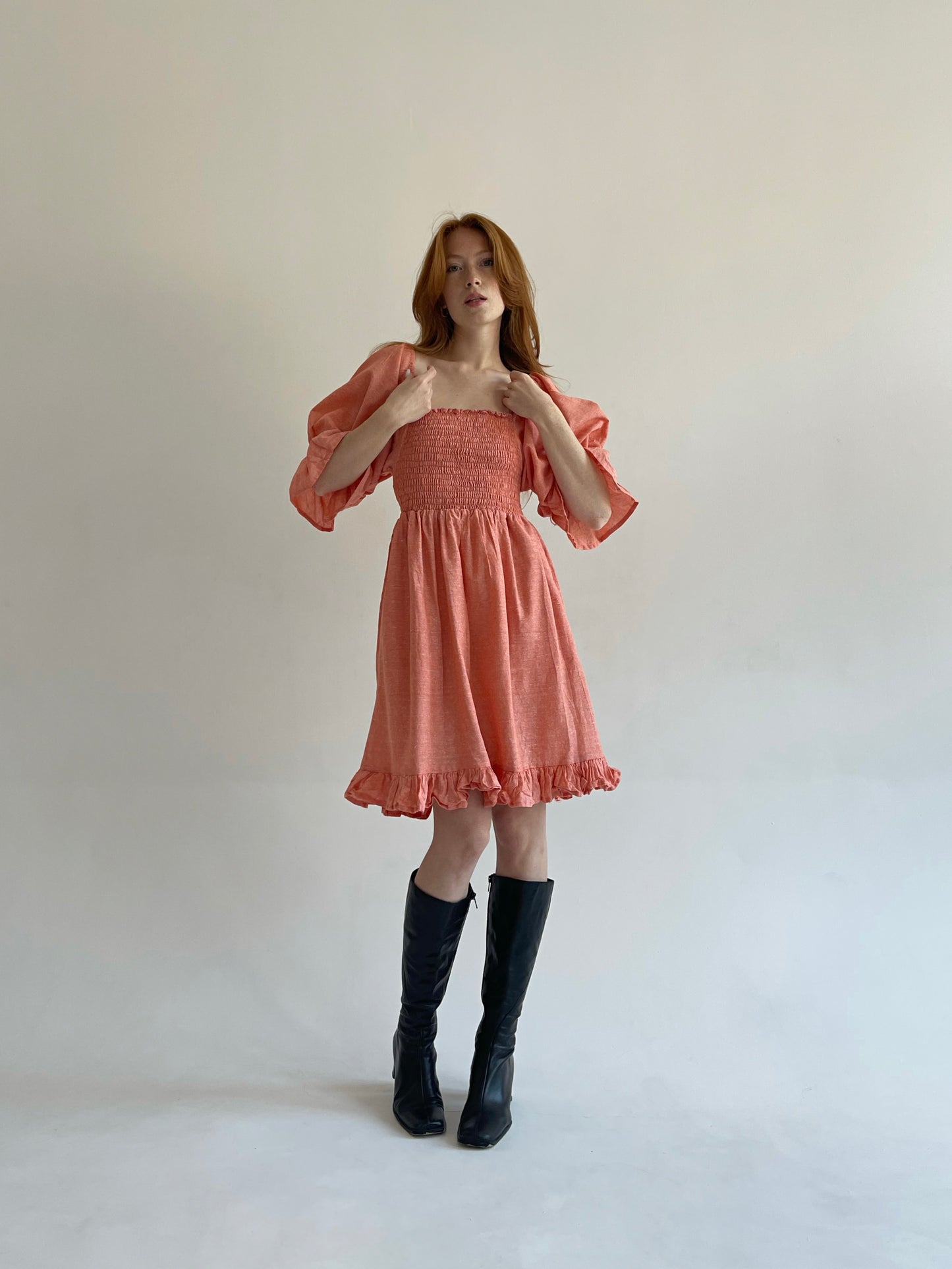 cottagecore dress with puff balloon sleeves