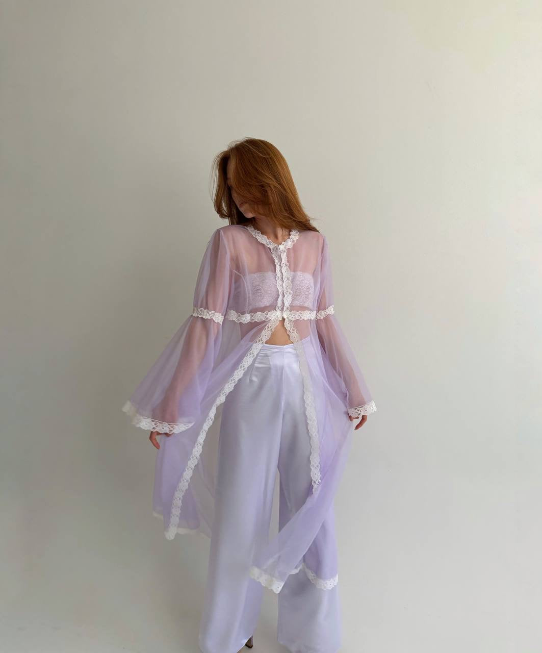 Vintage pastel purple robe with lace