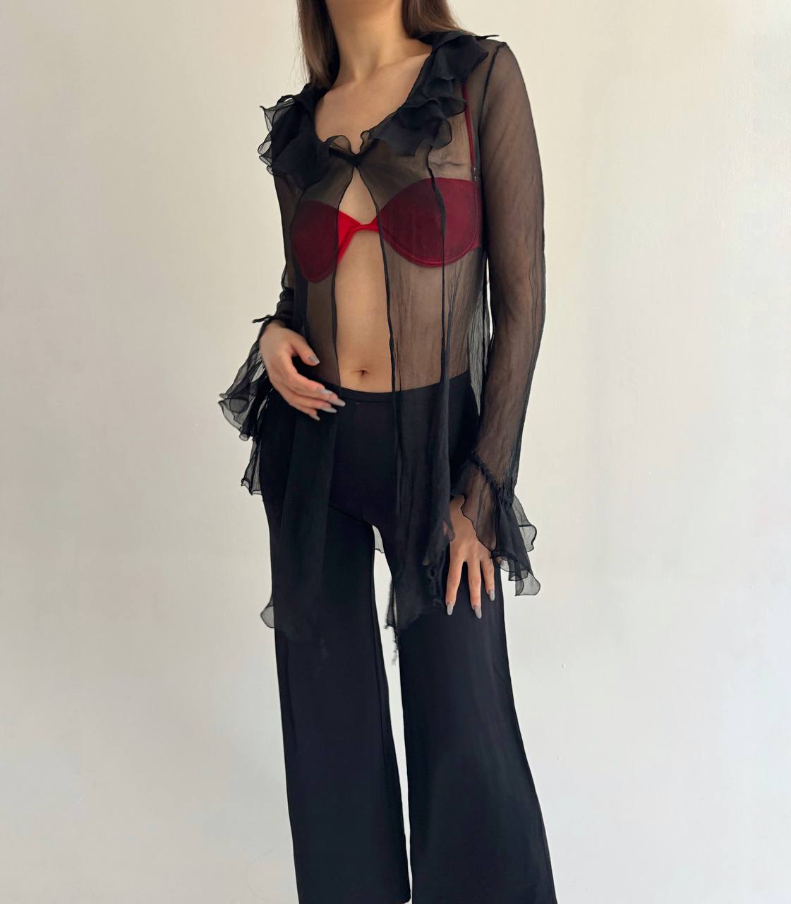 Vintage pure silk sheer blouse