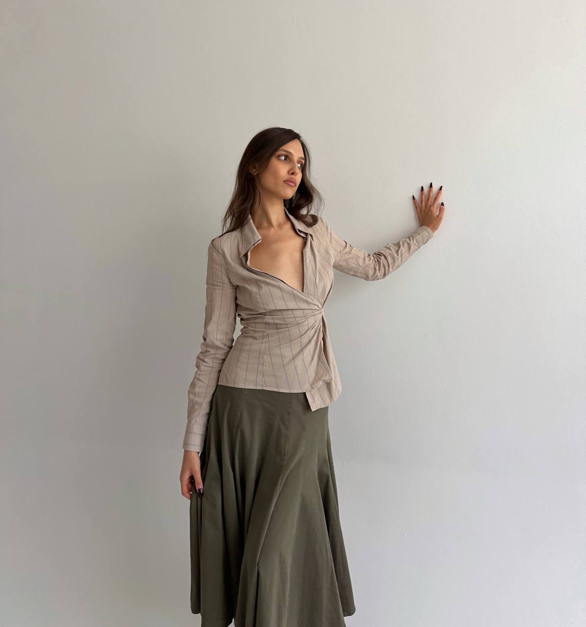 Vintage cotton khaki skirt