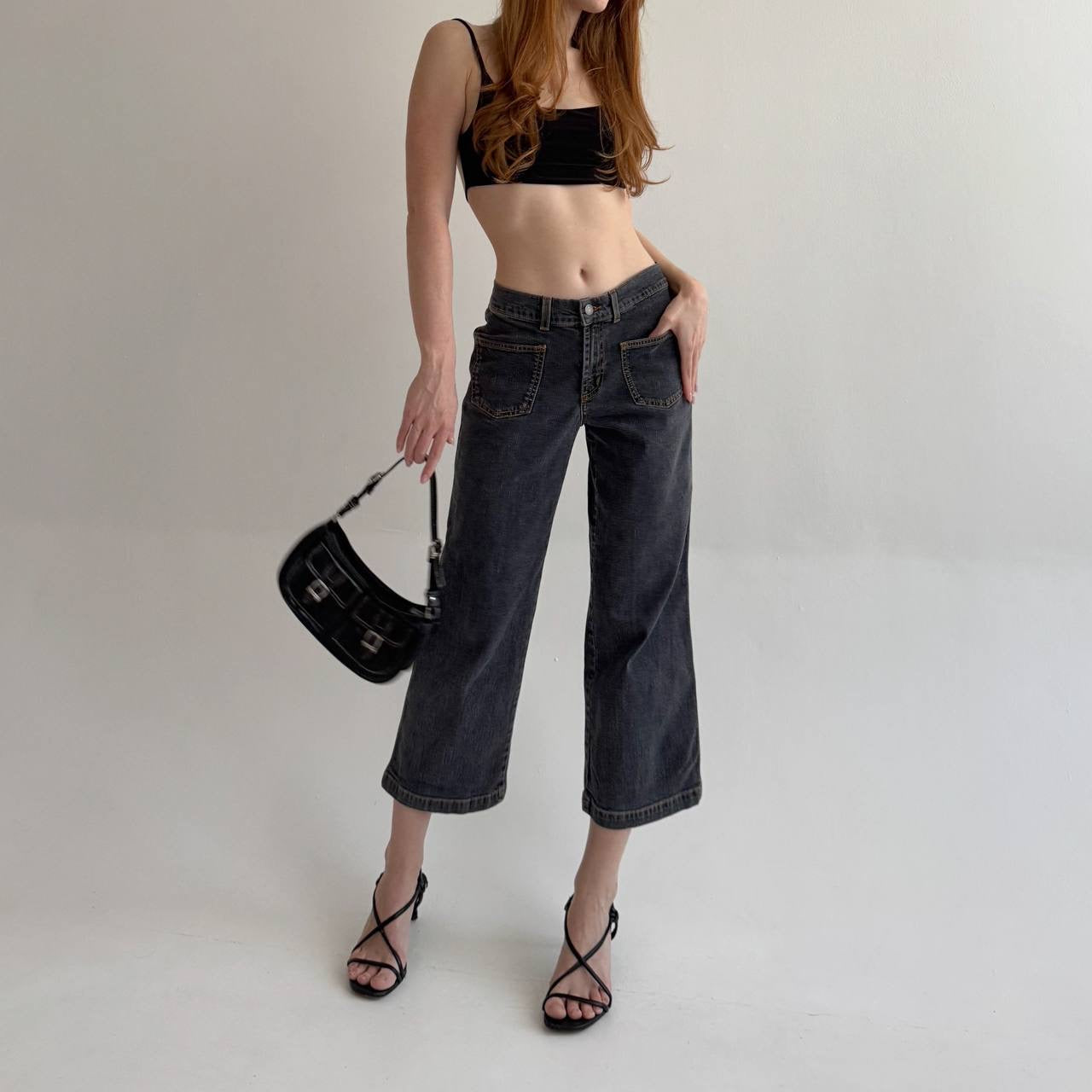 Vintage grey denim cropped jeans
