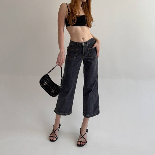Vintage grey denim cropped jeans
