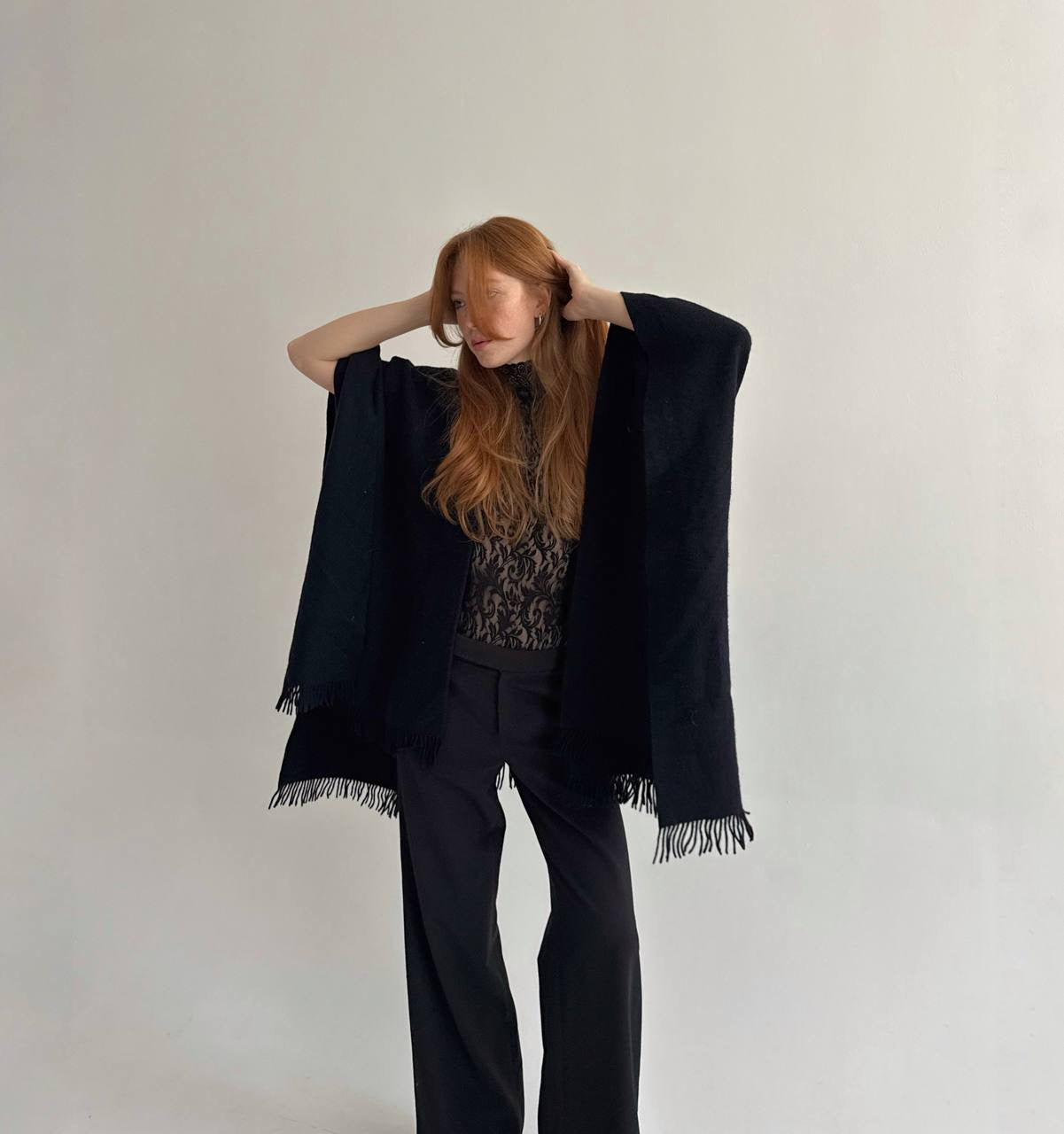Vintage black coat poncho