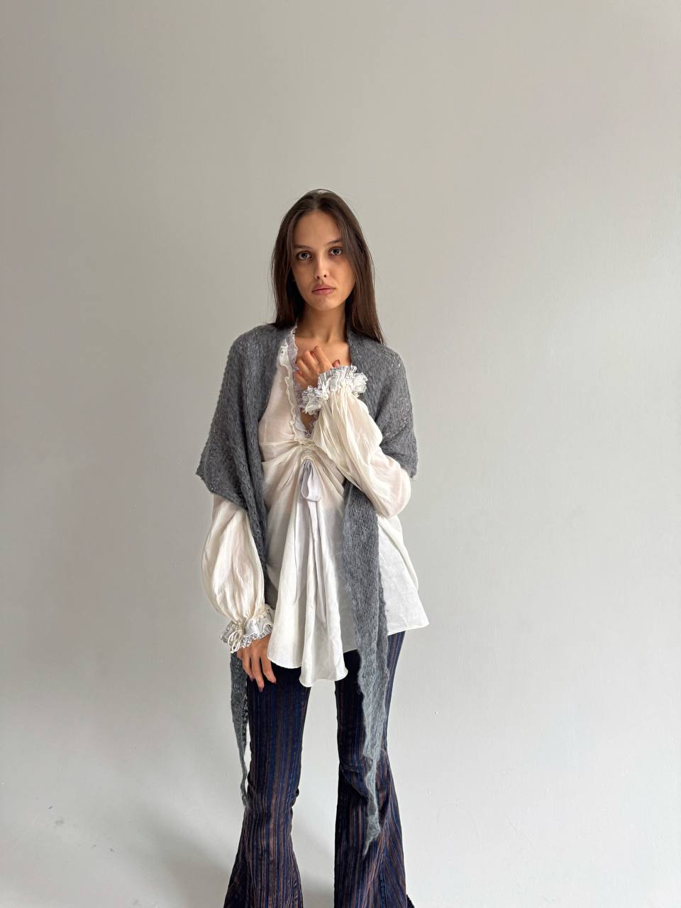 Vintage grey crochet scarf