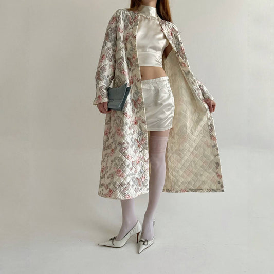 Vintage quilted flower pattern coat