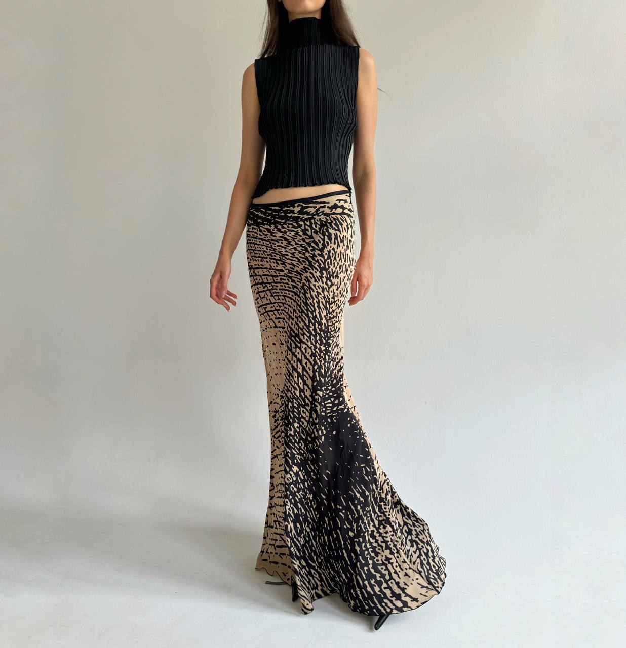 Iceberg silk super long printed skirt