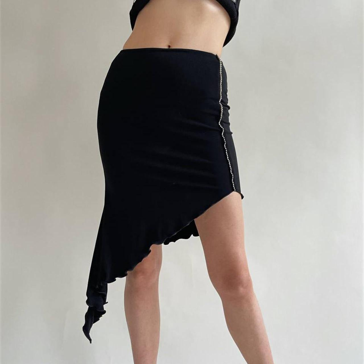 Vintage black asymmetrical stretchy skirt