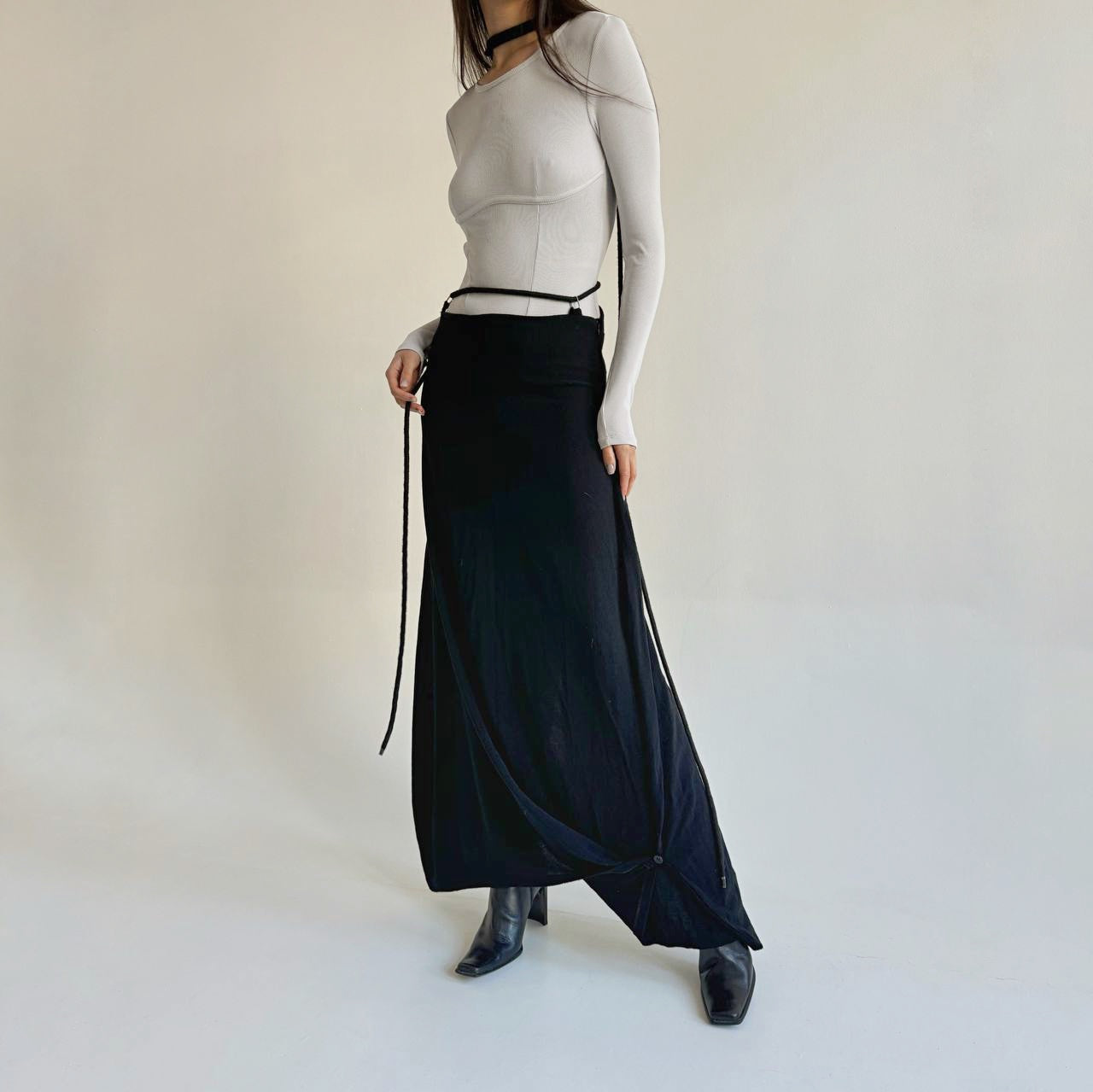 Sarah Pacini viscose and wool maxi avant garde skirt