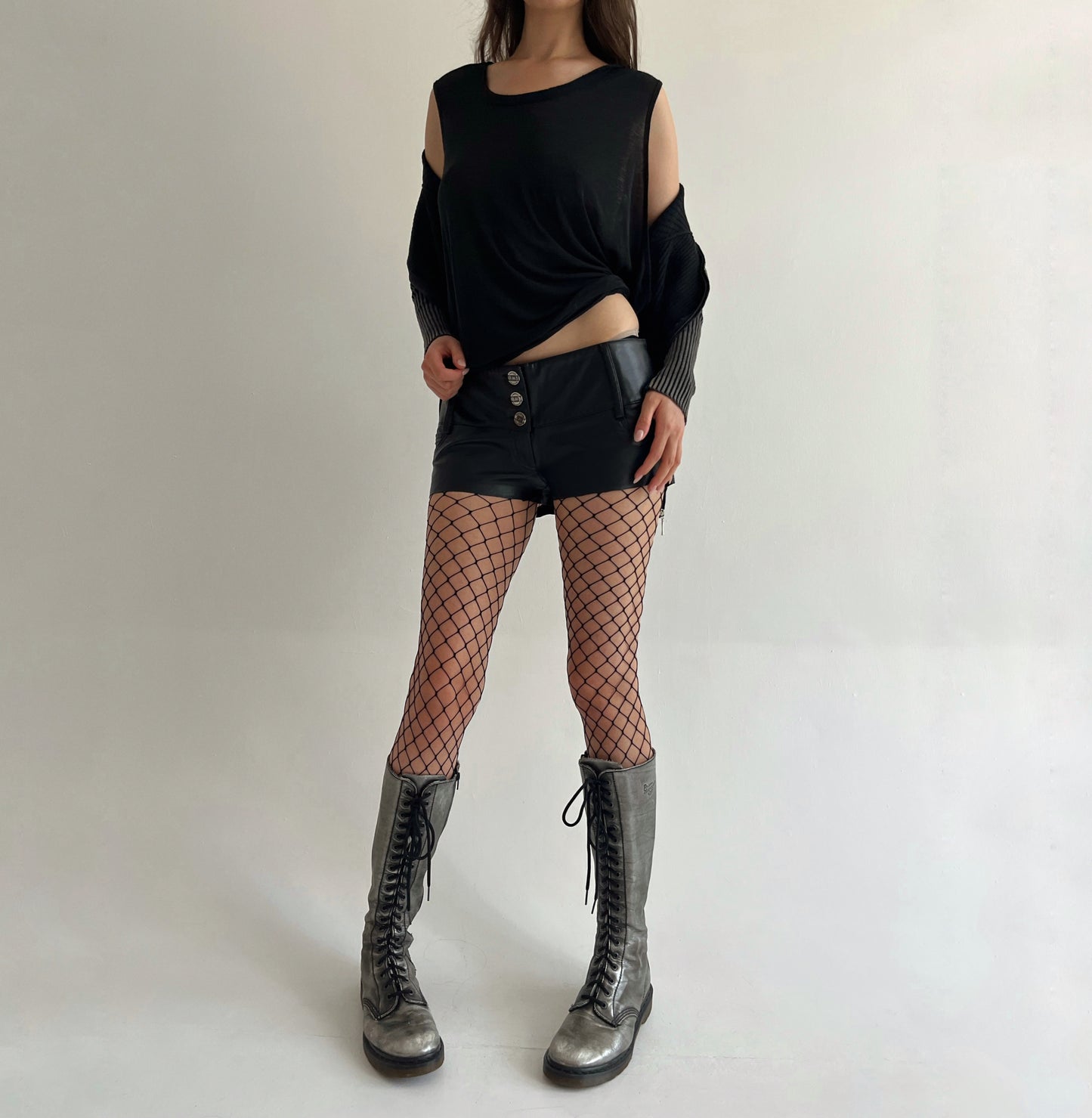 Vintage faux leather mini shorts