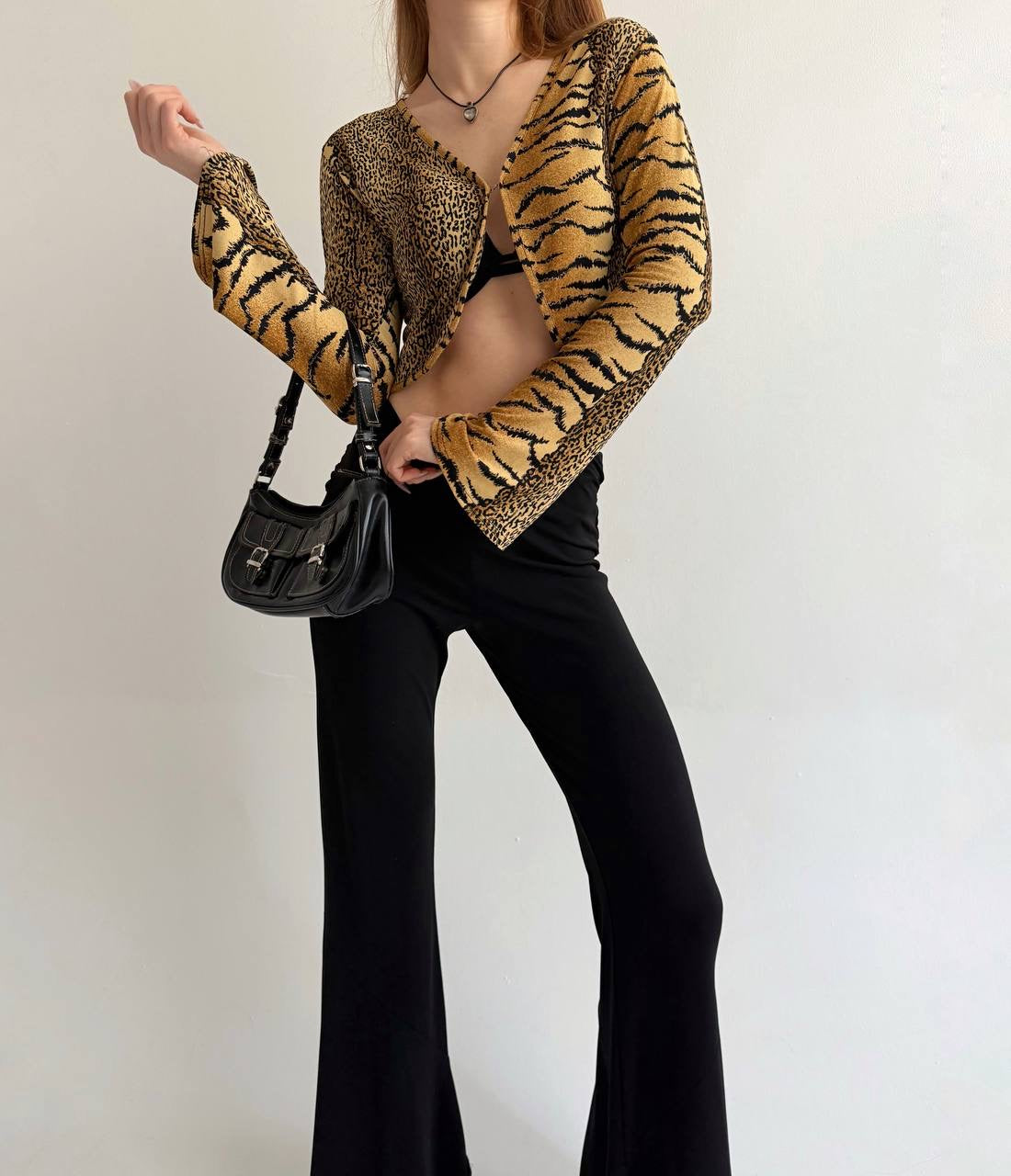 Vintage leopard cropped cardigan