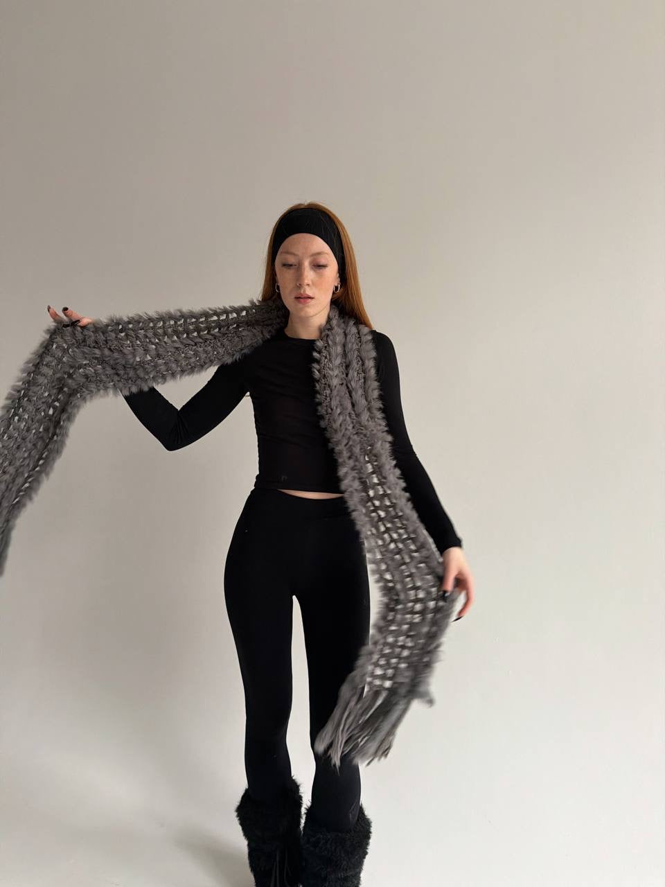 Vintage crochet 70% rabbit fur scarf