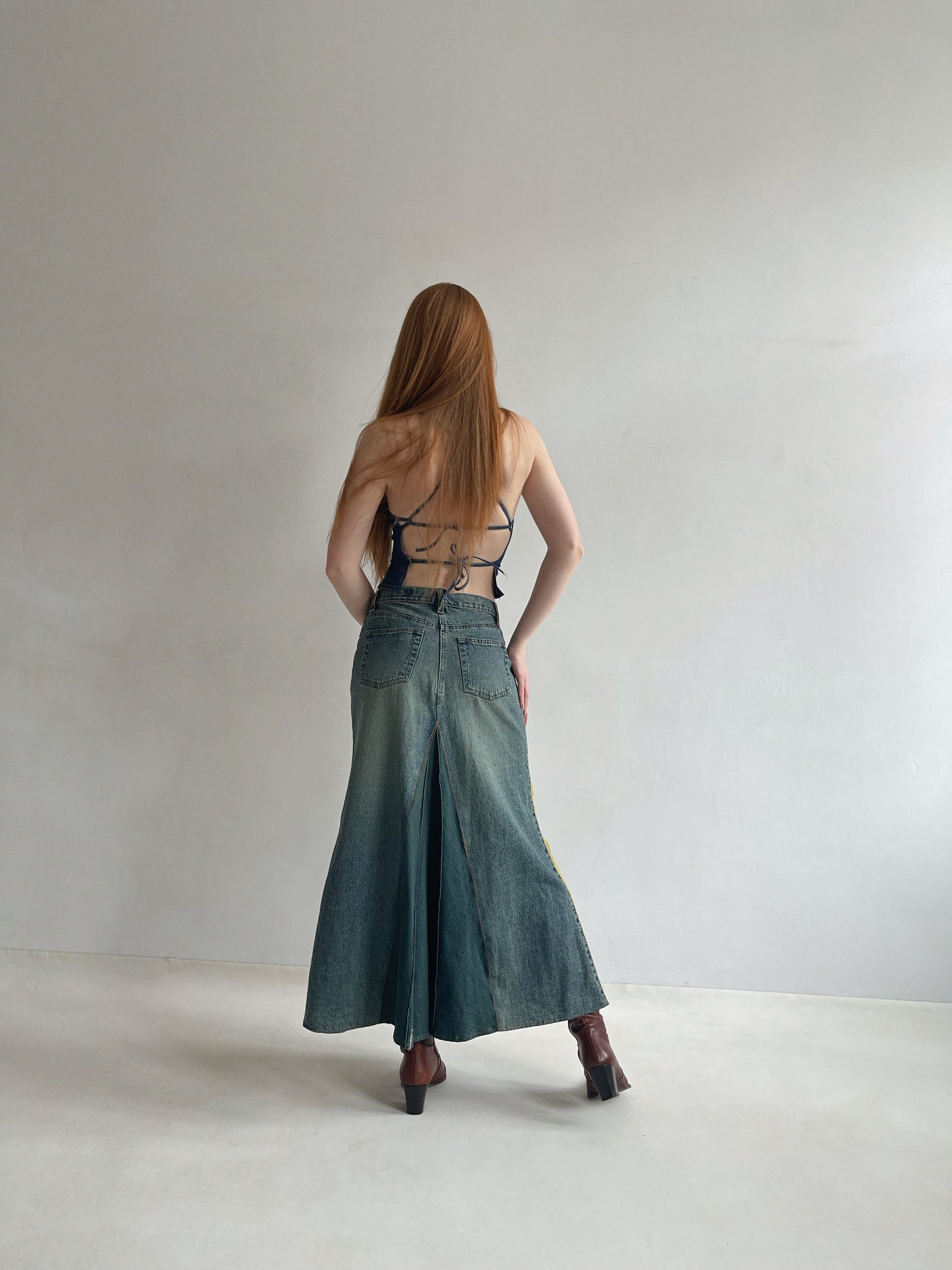 Brand new Y2K denim maxi skirt